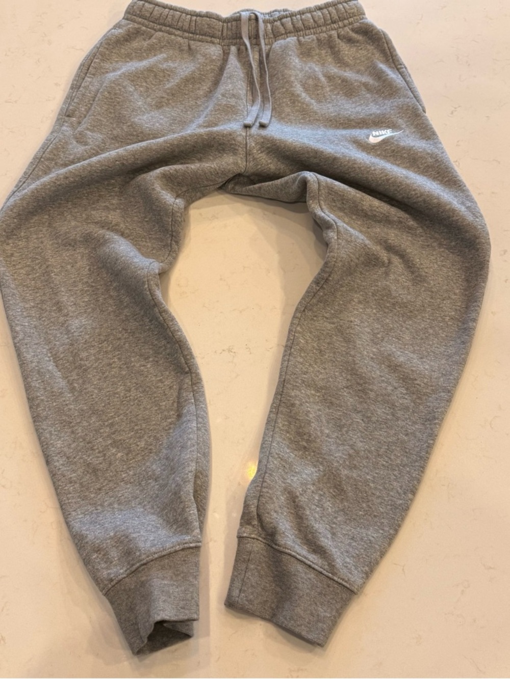 Nike Big Kids Grey Fleece Joggers with Drawstring